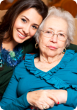 elderly senior woman with her caregiver